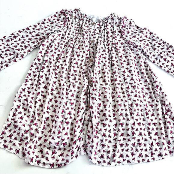 Zara girls ecru button front long sleeve floral print dress with ruffles sz 3/4 - Picture 1 of 8